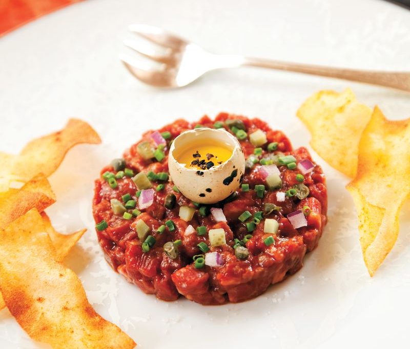 Raw Pleasures, Beef Sirloin Tartare with Quail Eggs from Mansion on Turtle Creek Cookbook