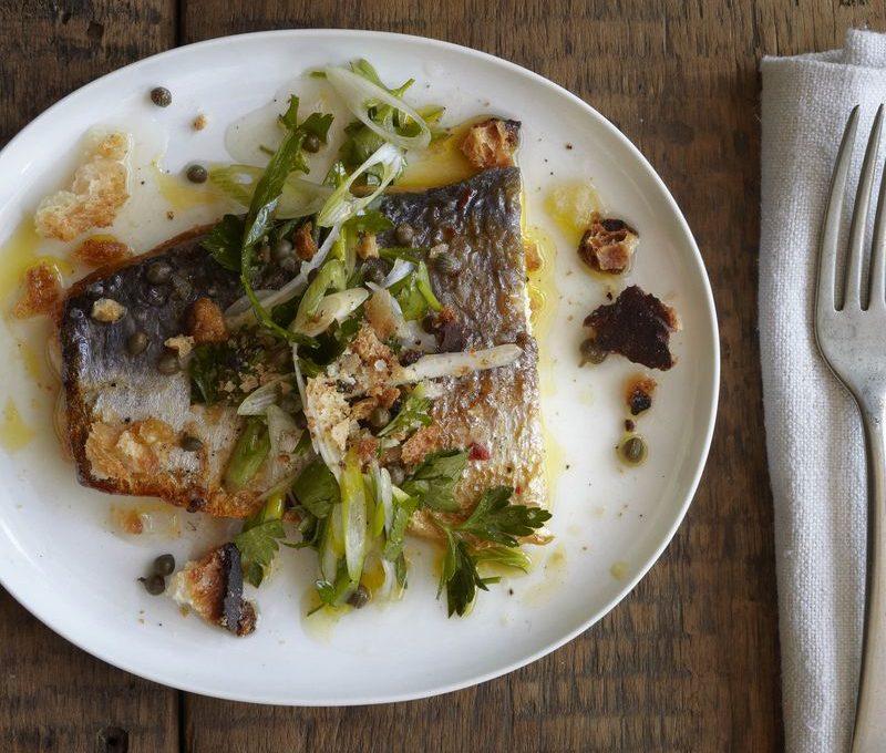 Loaded with Omega 3, Marinated Mackerel with Capers, Croutons and Herbs from Franny’s