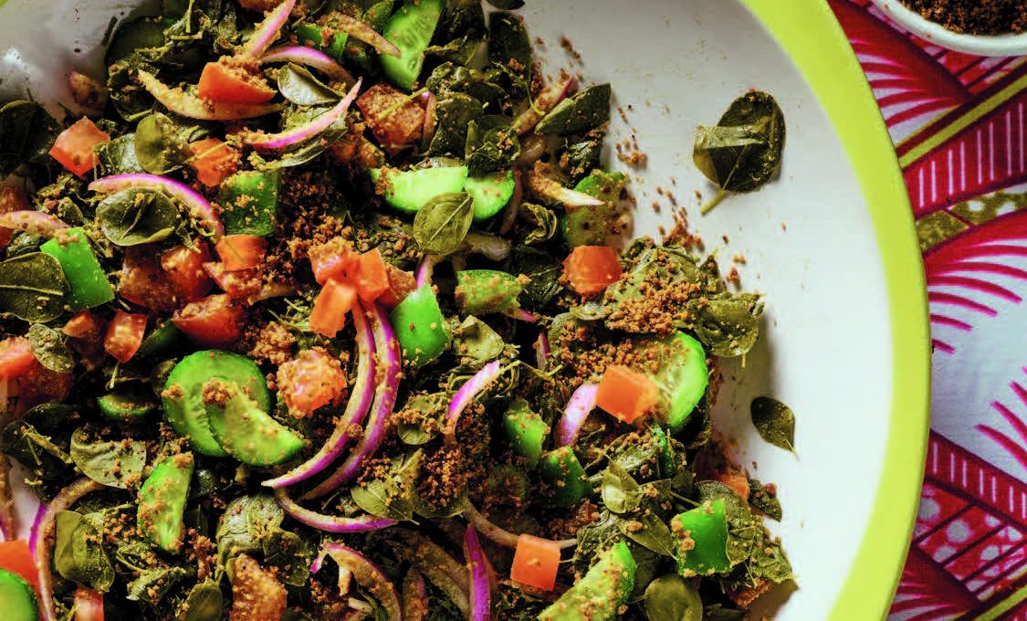 Nigeria on the Menu, KWADÒN ZŌGALE, Moringa Salad Recipe from Chop Chop by Ozoz Sokoh
