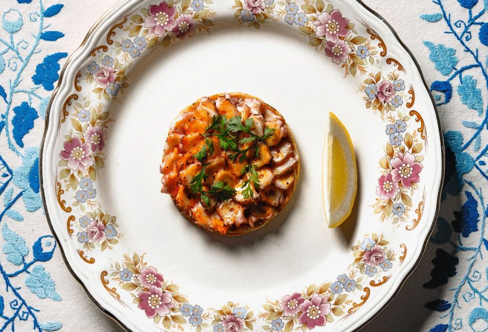 Octopus Sopes, Start With Thick Corn Tortilla With Edges Pinched Up, Recipe from ‘Sunny Days, Taco Nights’ by Enrique Olvera